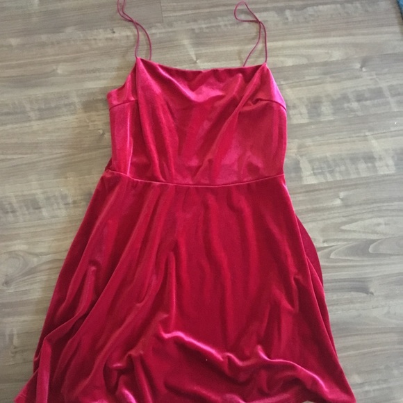 urban outfitters red velvet dress